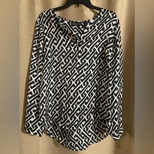 INC Long Sleeve Tunic Style Blouse.  Lightweight, V-Neck. Polyester Sz 14 EUC LN